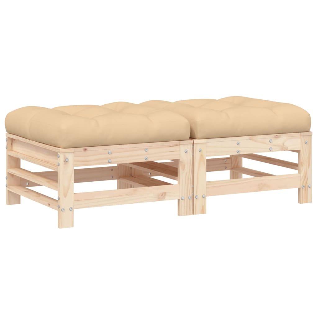 Repose-pieds de jardin avec coussins lot de 2 bois pin massif