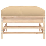 Garden footstool with cushions set of 2 solid pine wood