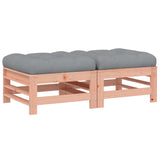 Garden footstool and cushions set of 2 solid douglas wood