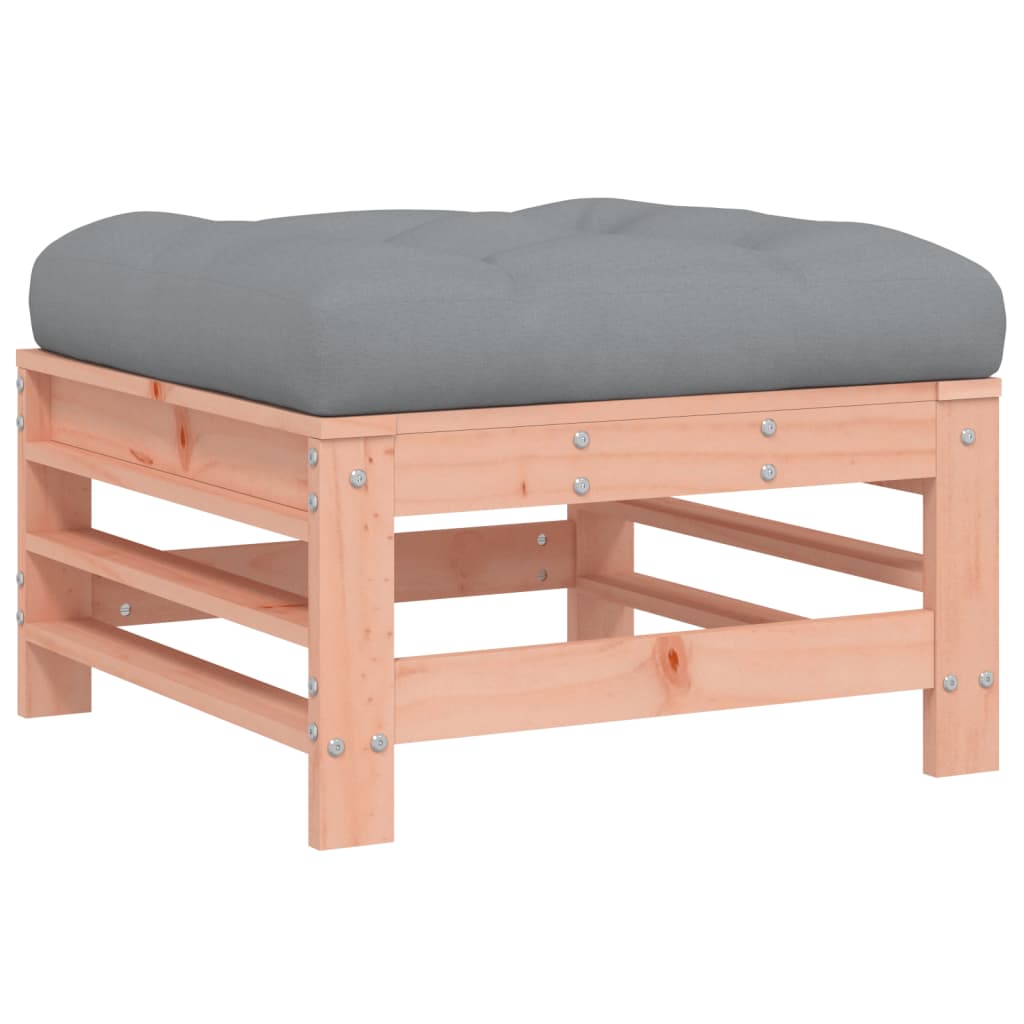 Garden footstool and cushions set of 2 solid douglas wood