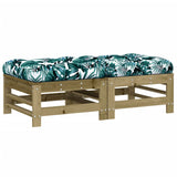 Garden footstool and cushions set of 2 impregnated pine wood