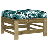 Garden footstool and cushions set of 2 impregnated pine wood