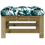 Garden footstool and cushions set of 2 impregnated pine wood