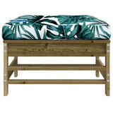 Garden footstool and cushions set of 2 impregnated pine wood