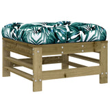 Garden footstool and cushions set of 2 impregnated pine wood