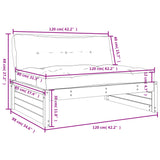 Zentrales Sofa 120x80 cm aus weißem massivem Kiefernholz