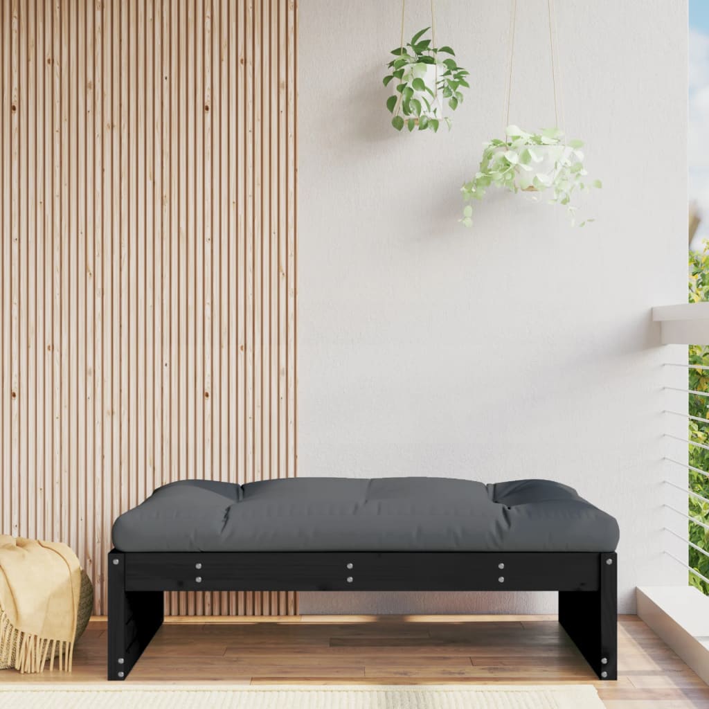 Repose-pied de jardin 120x80 cm noir bois de pin massif