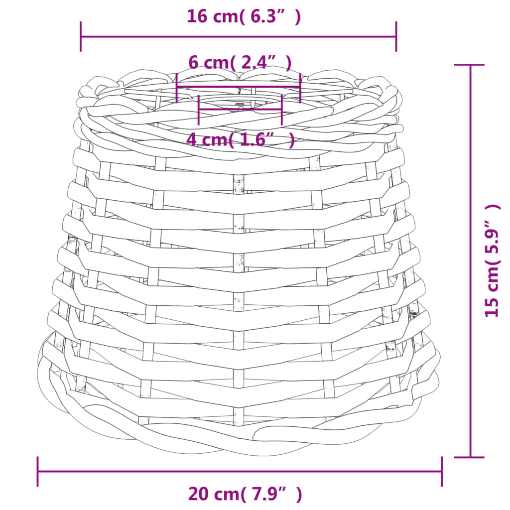 White ceiling lampshade Ø20x15 cm wicker