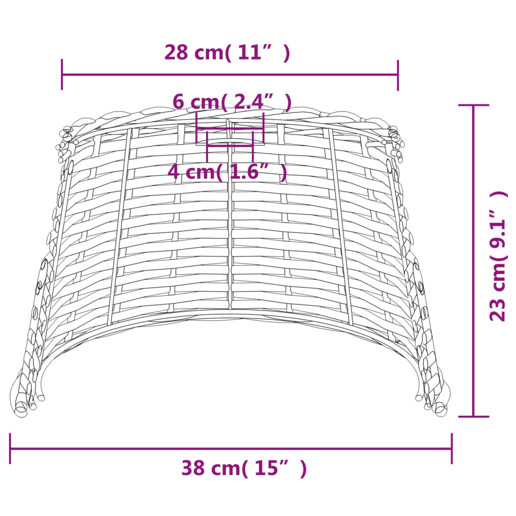 Weißer Deckenlampenschirm Ø38x23 cm aus Korbgeflecht