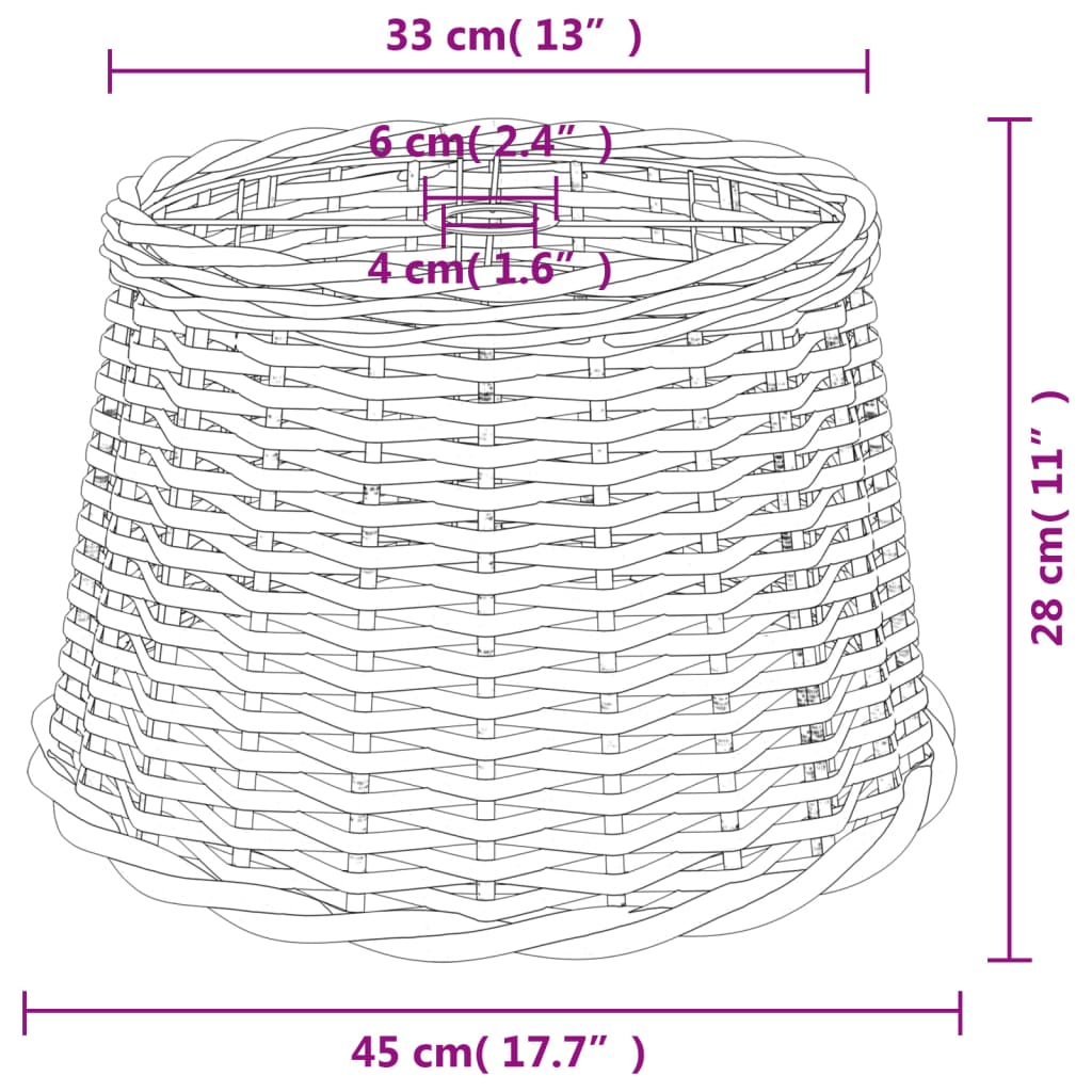 Weißer Deckenlampenschirm Ø45x28 cm aus Korbgeflecht