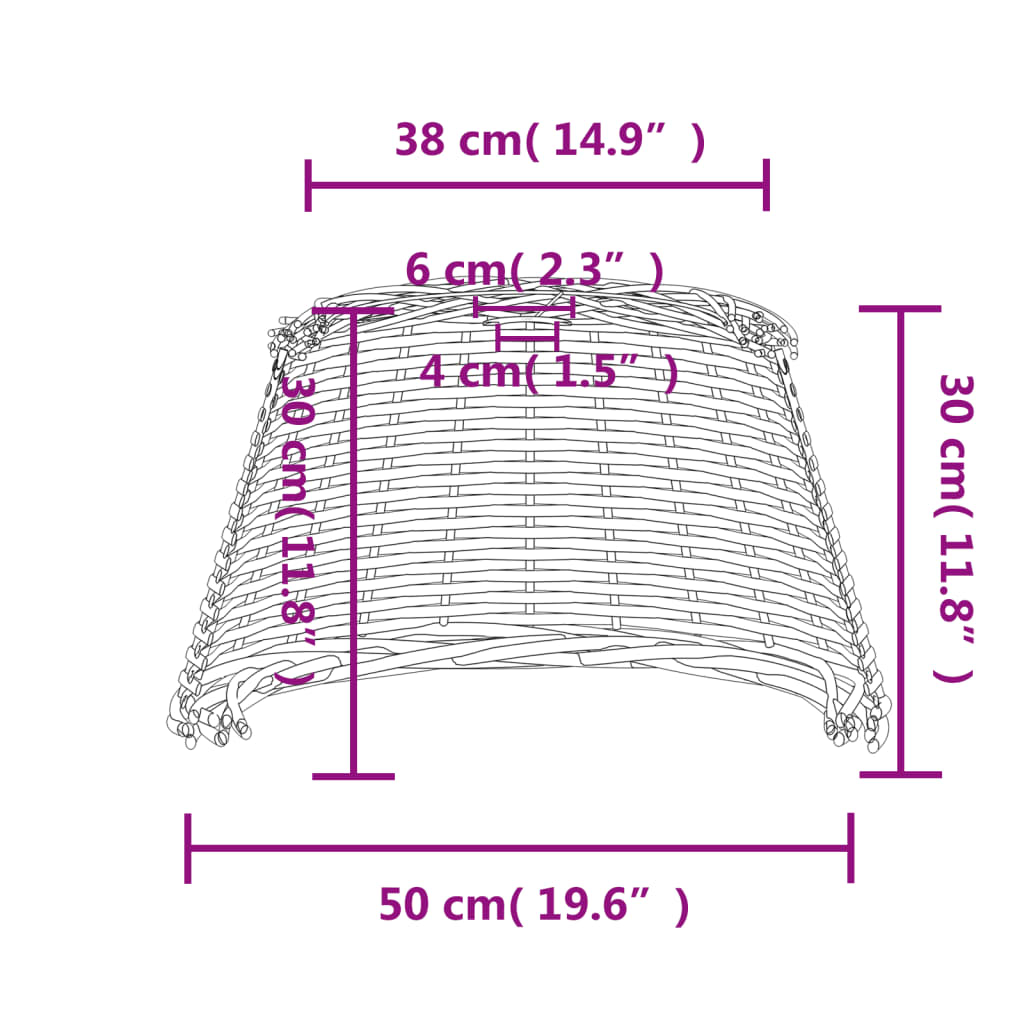 Weißer Deckenlampenschirm Ø50x30 cm aus Korbgeflecht