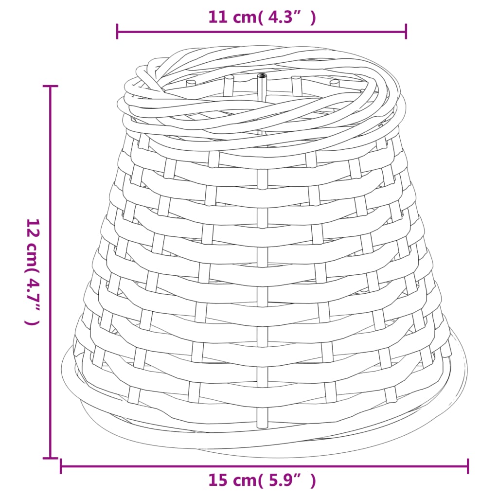 White wicker lampshade Ø15x12 cm