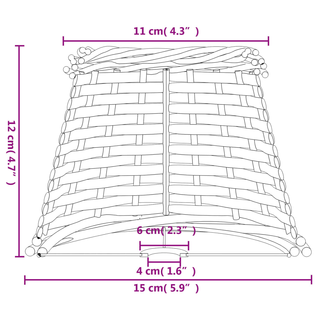 White wicker lampshade Ø15x12 cm