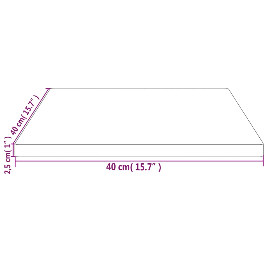 Table top 40x40x2.5 cm solid pine wood