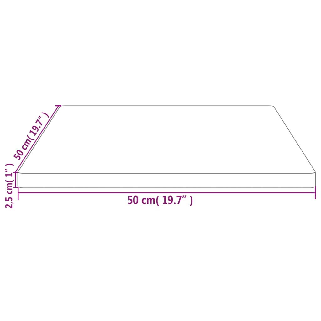 Table top 50x50x2.5 cm solid pine wood