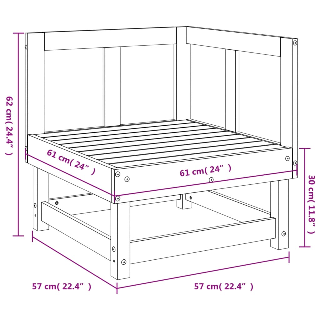 Honigbraunes Garten-Ecksofa aus massivem Kiefernholz