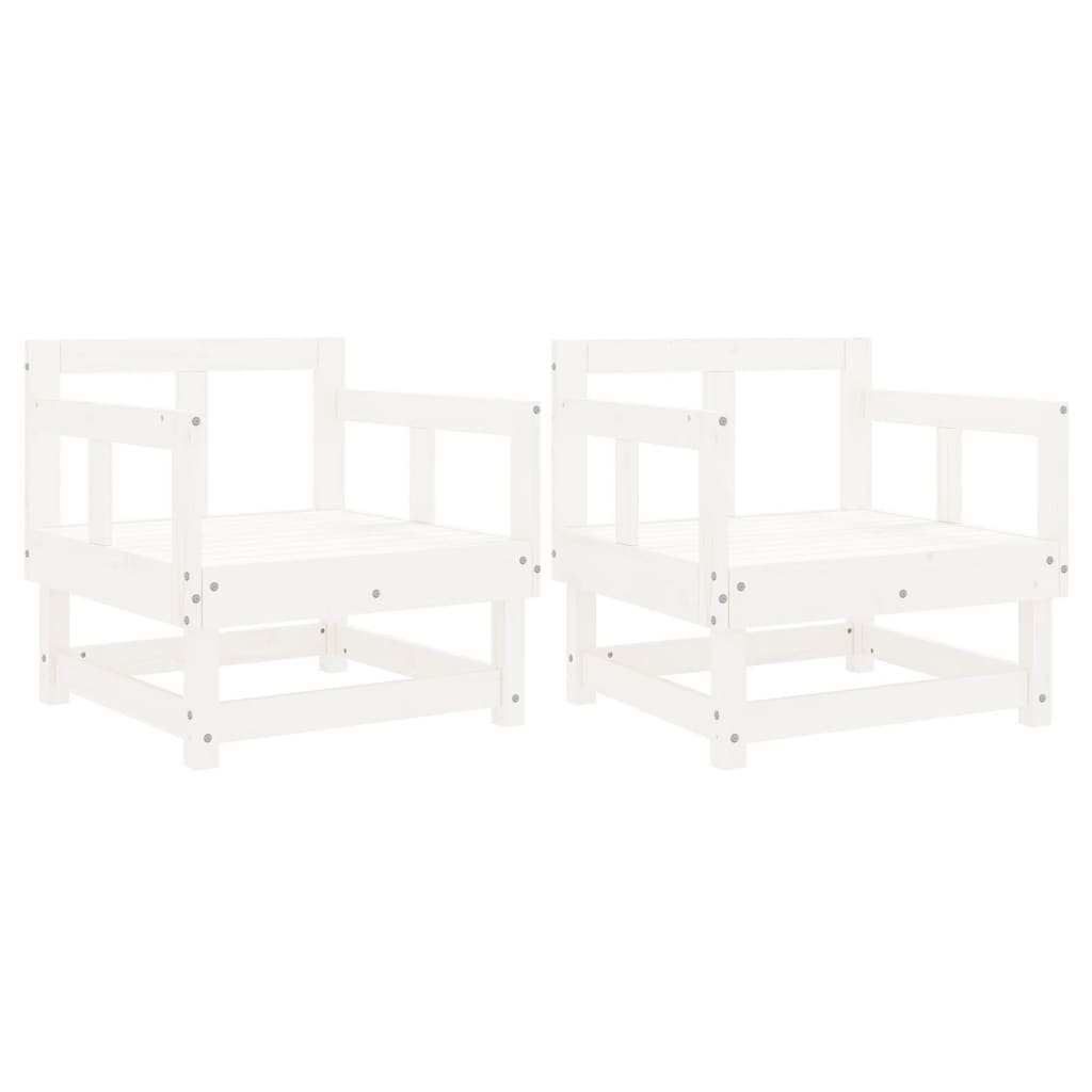 Garden chairs set of 2 white solid pine wood