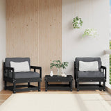 Garden chairs set of 2 black solid pine wood