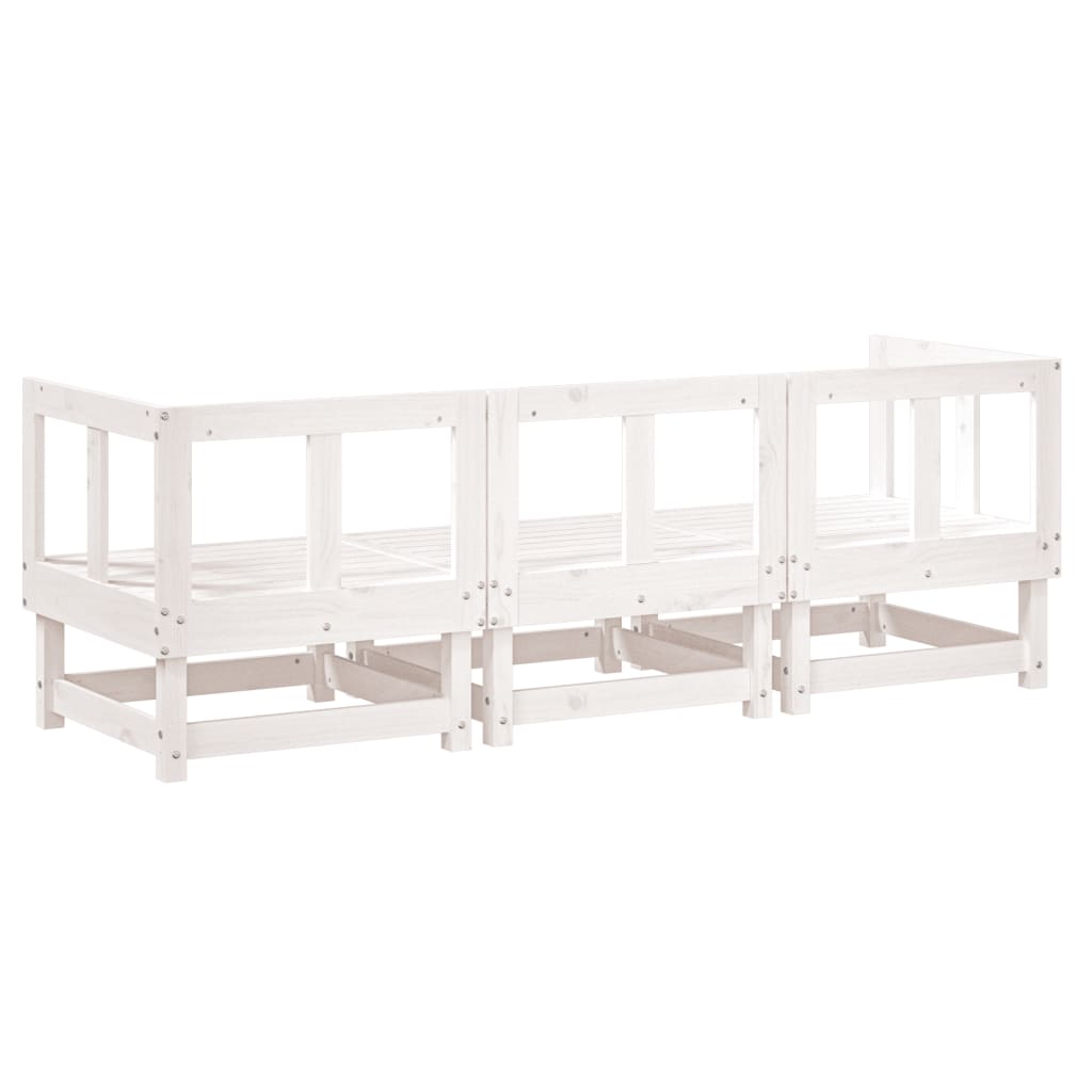 Salon de jardin 3 pcs blanc bois massif de pin