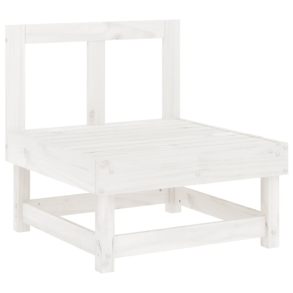 Salon de jardin 3 pcs blanc bois massif de pin