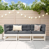 Salon de jardin 3 pcs blanc bois massif de pin