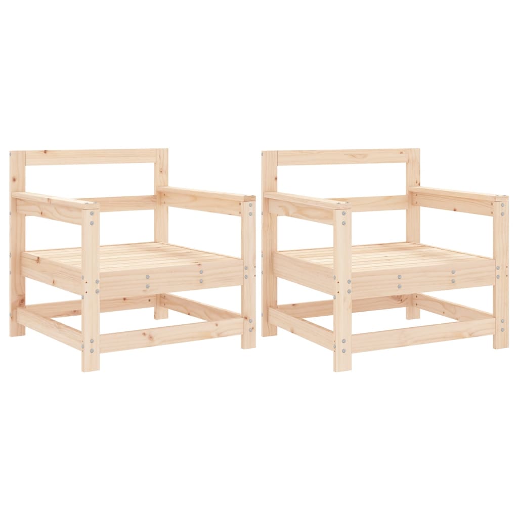 Garden chairs set of 2 solid pine wood