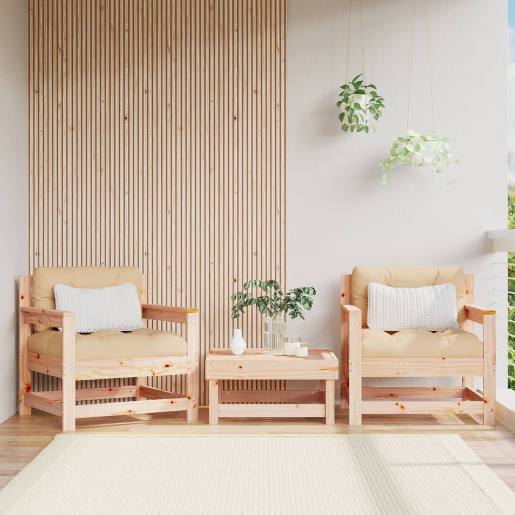 Garden chairs set of 2 solid pine wood