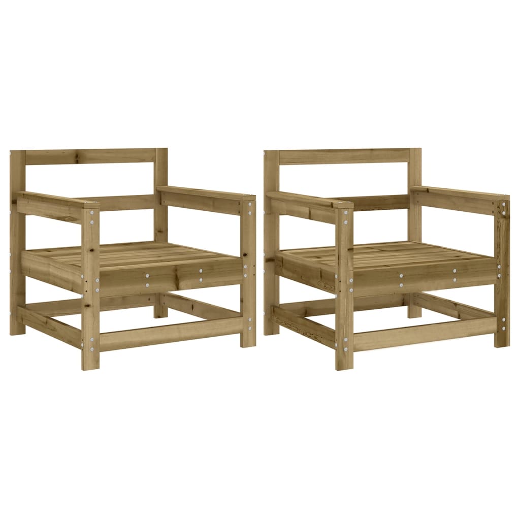 Garden chairs set of 2 impregnated pine wood