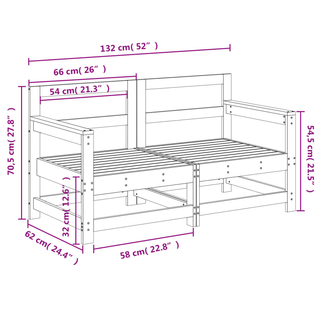 Garten-Ecksofas, 2 Stück, graues massives Kiefernholz