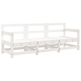 Salon de jardin 3 pcs blanc bois massif de pin