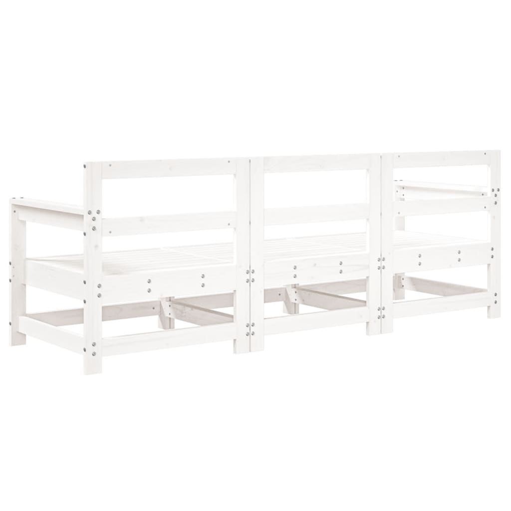 Salon de jardin 3 pcs blanc bois massif de pin