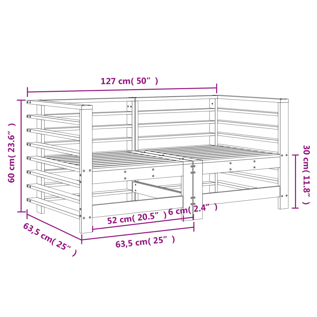 Garten-Ecksofas 2 Stück aus massivem Kiefernholz