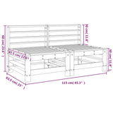 2 pcs central garden sofas white solid pine wood