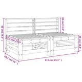 Garten-Zentralsofas, 2 Stück, honigbraunes massives Kiefernholz