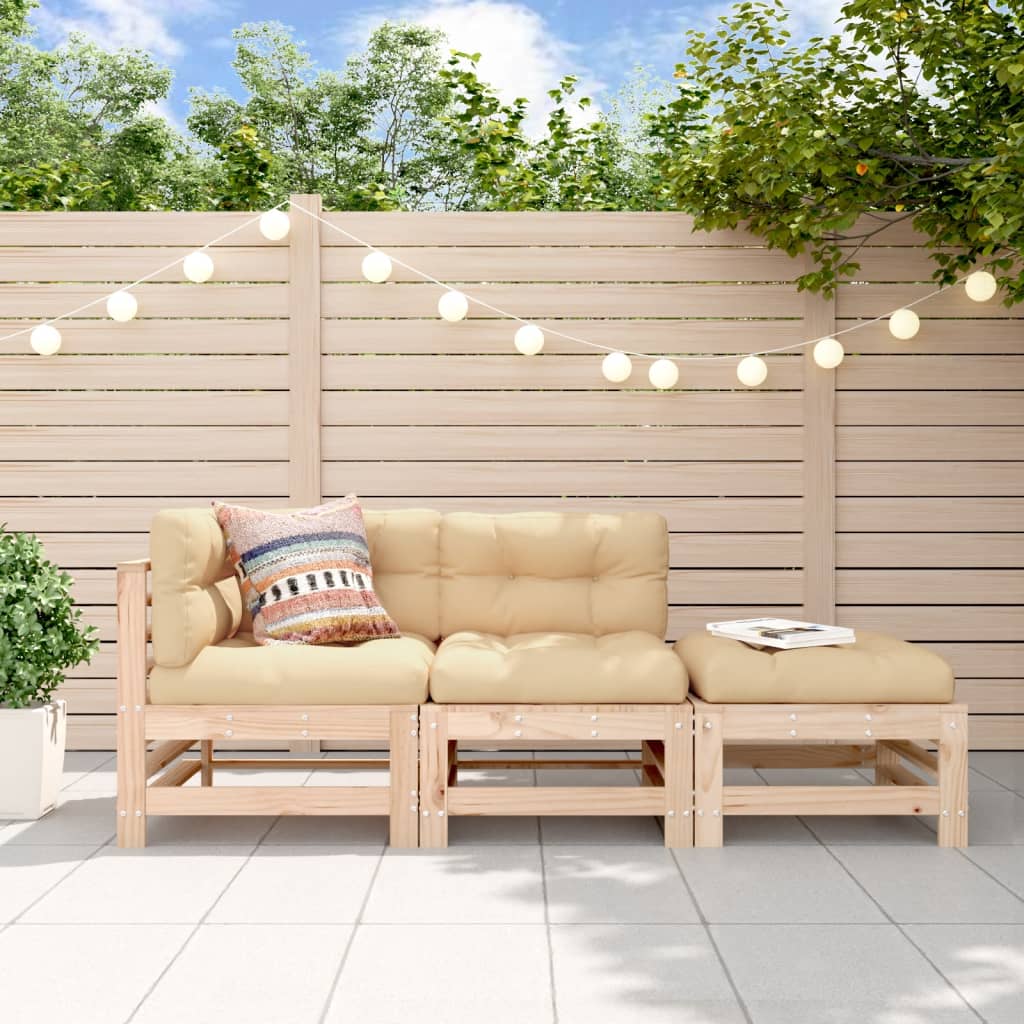 Salon de jardin 3 pcs bois massif de pin