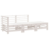 Salon de jardin 3 pcs blanc bois massif de pin