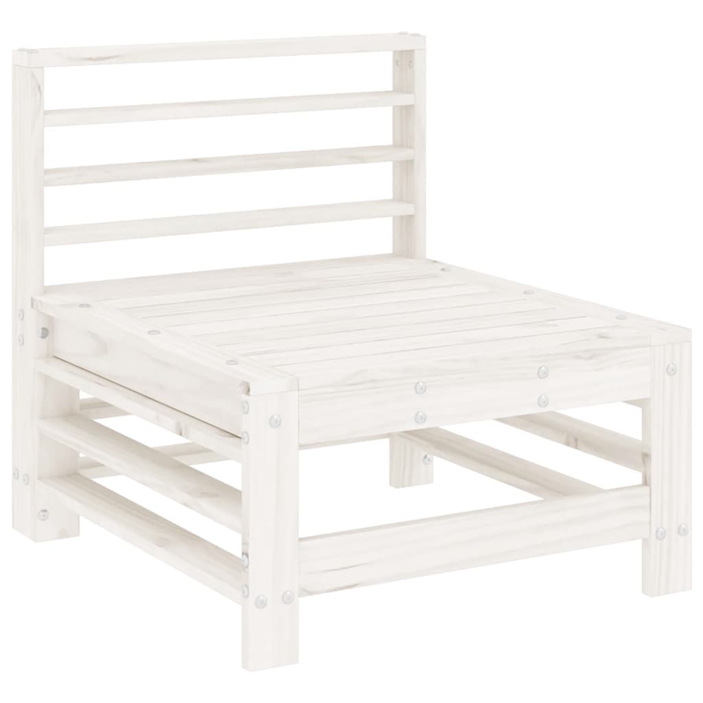 Salon de jardin 3 pcs blanc bois massif de pin