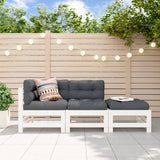 Salon de jardin 3 pcs blanc bois massif de pin