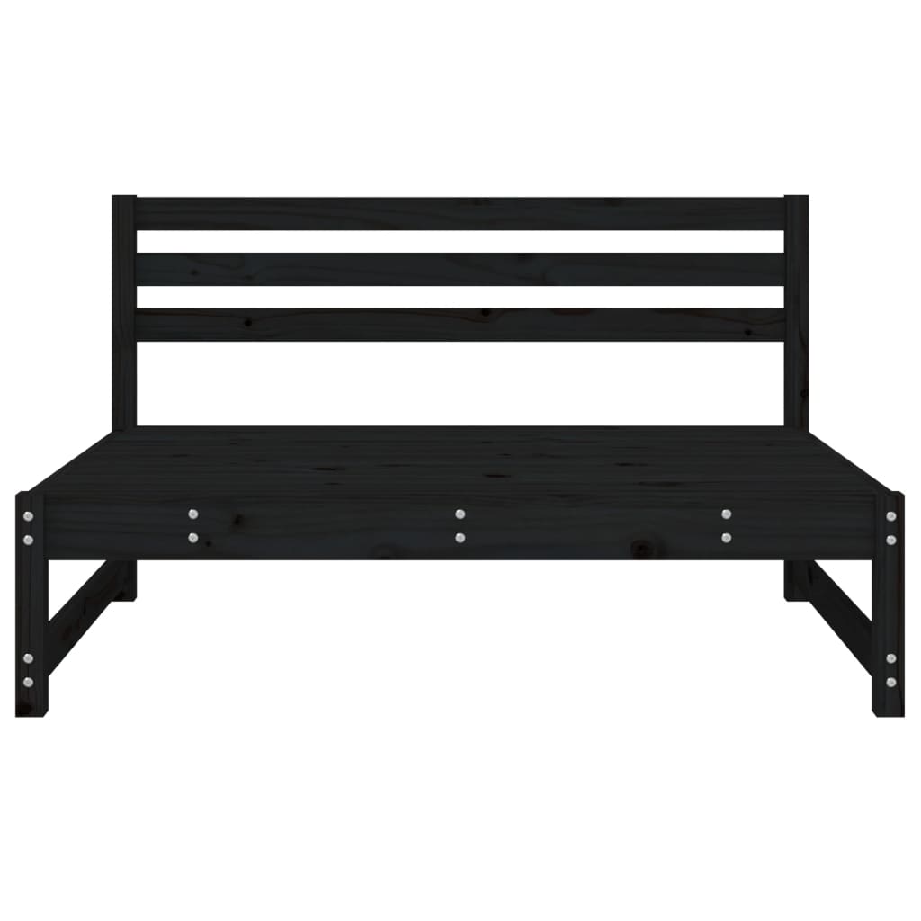 Zentrales schwarzes Gartensofa 120x80 cm aus massivem Kiefernholz