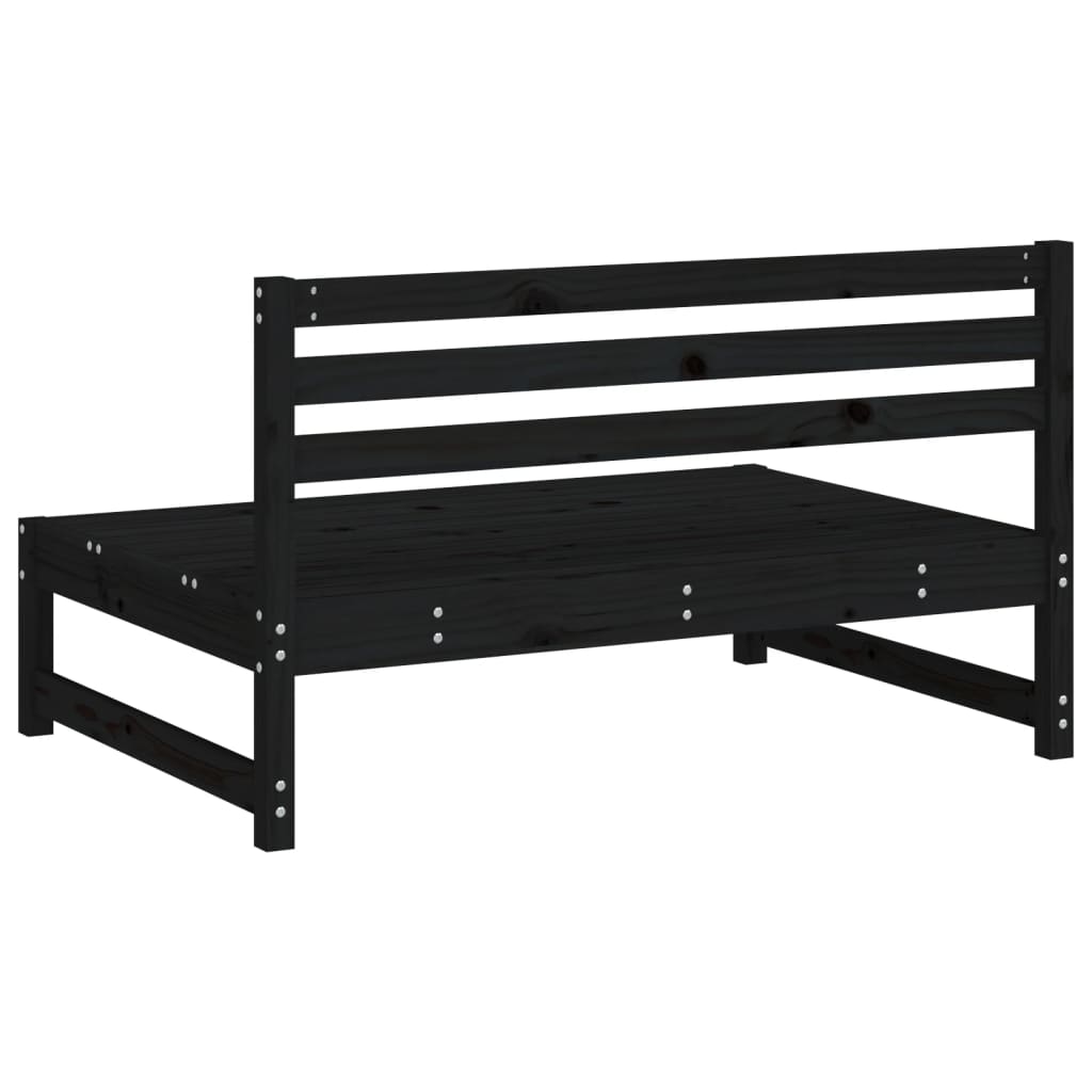 Black central garden sofa 120x80 cm solid pine wood