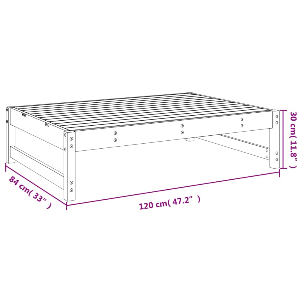 Repose-pied de jardin 120x80 cm bois de pin massif