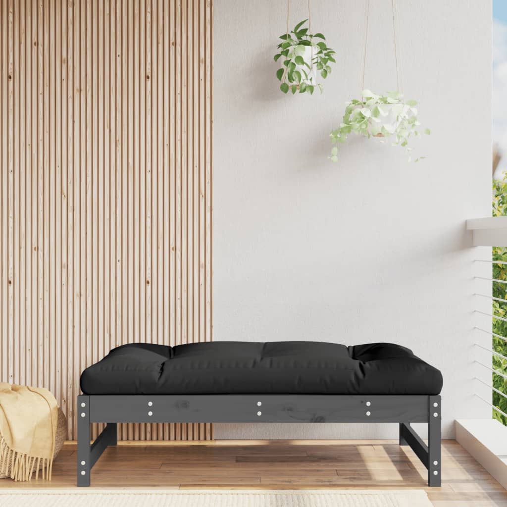 Repose-pied de jardin 120x80 cm gris bois de pin massif