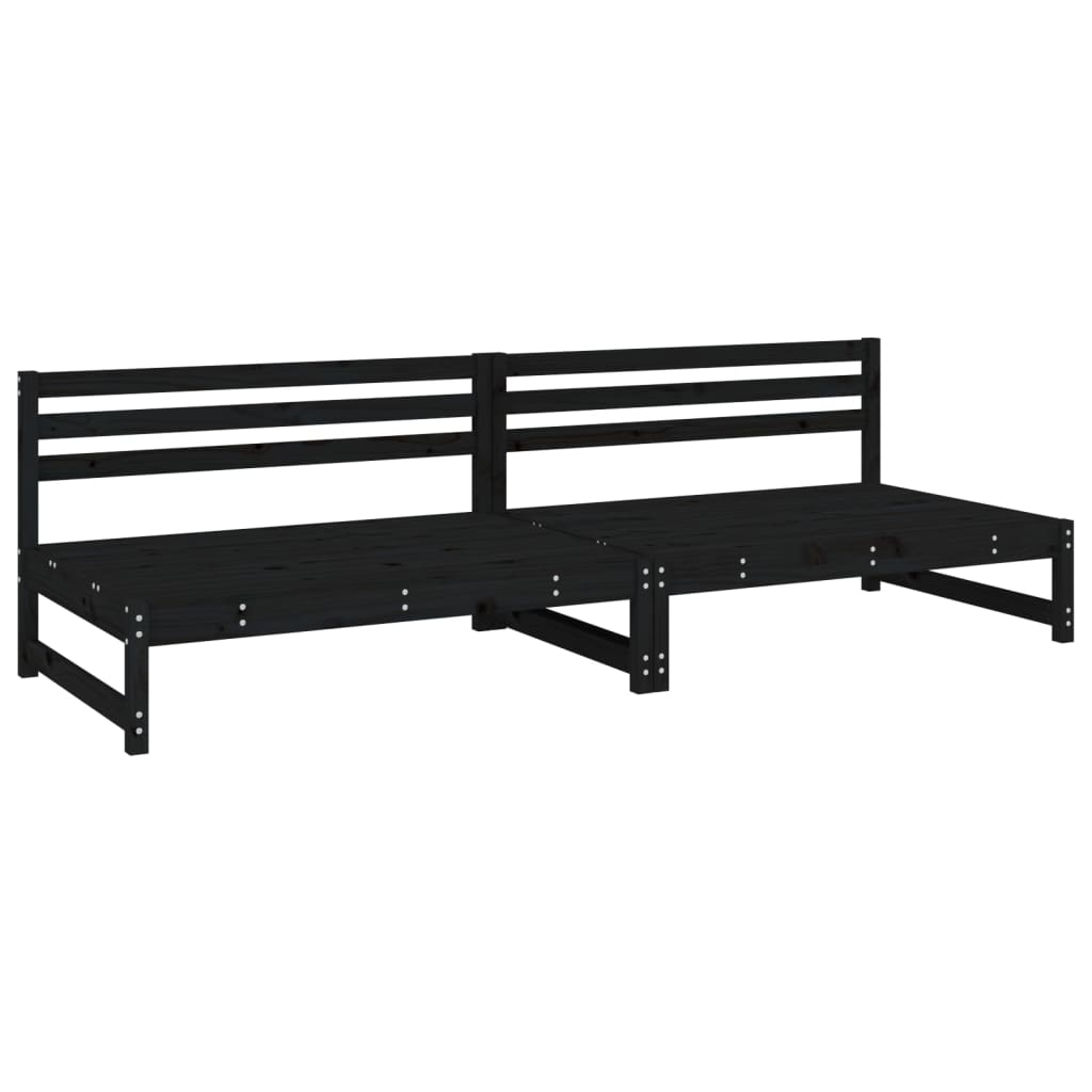 Canapés centraux de jardin 2 pcs noir 120x80 cm bois pin massif