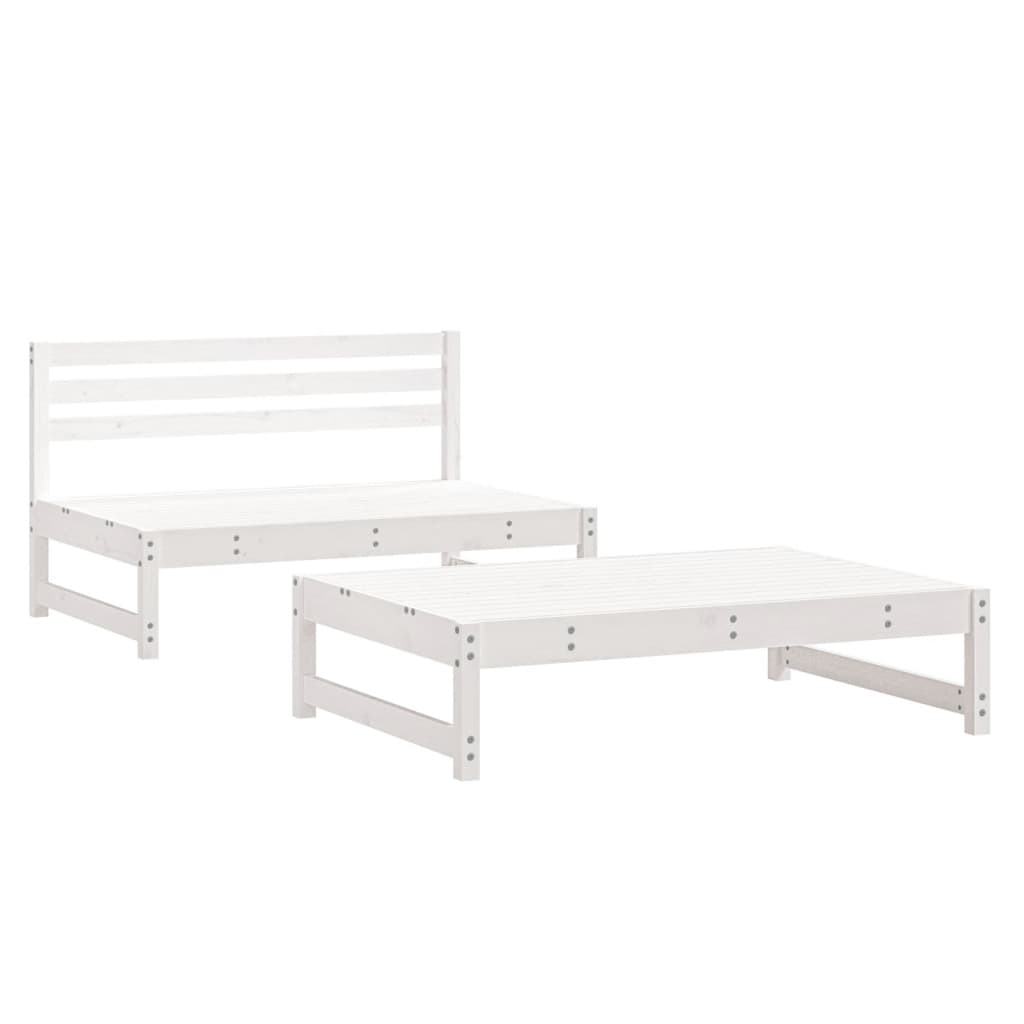 2-piece garden furniture set in white solid pine wood