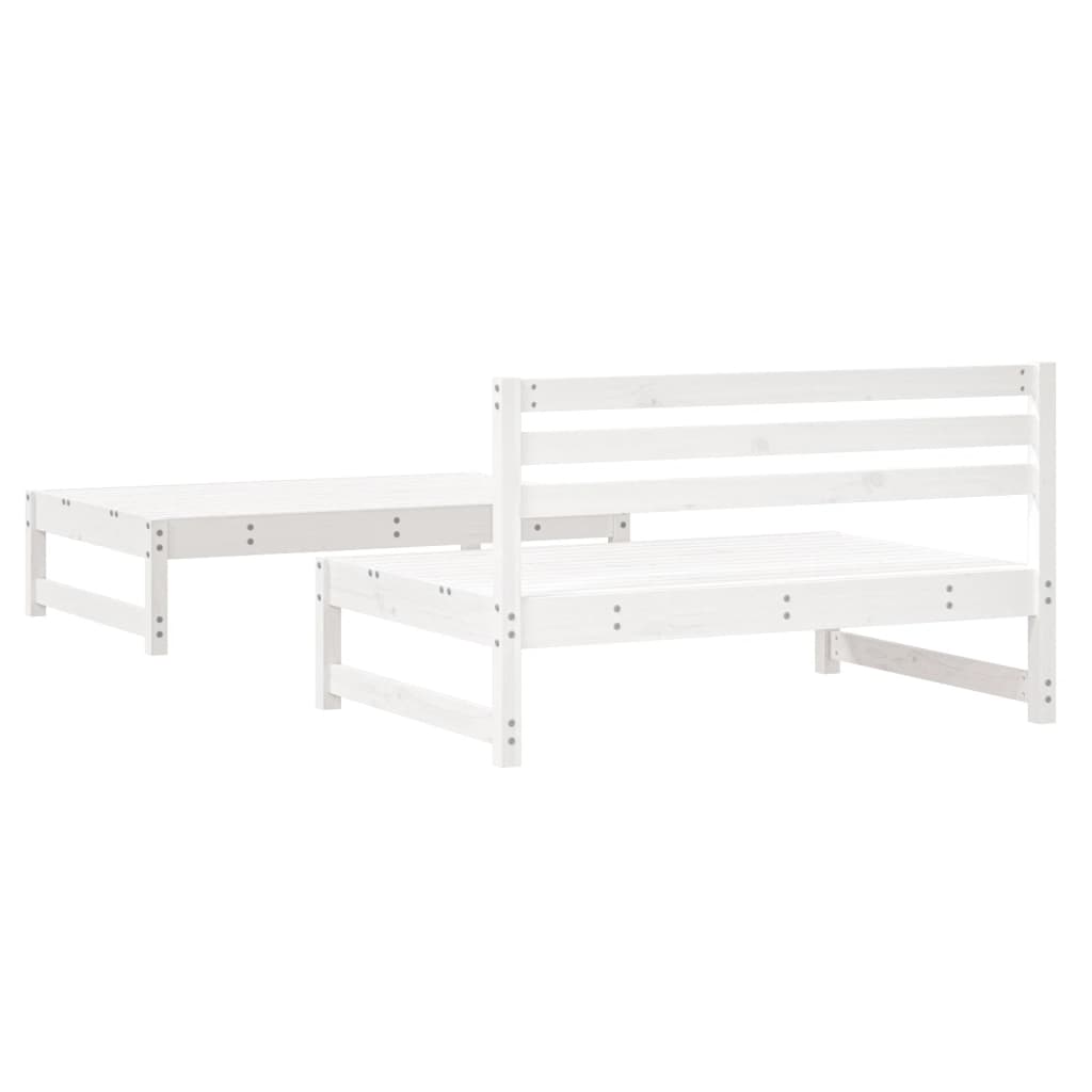 Salon de jardin 2 pcs blanc bois de pin massif