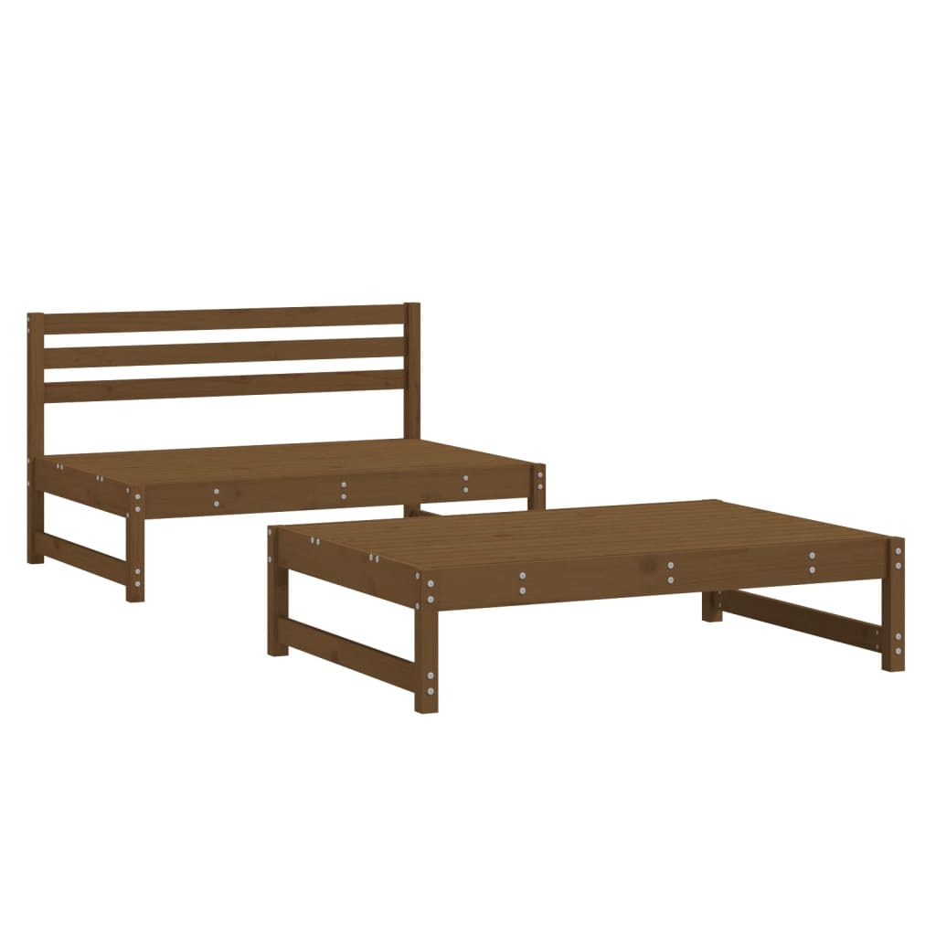 Salon de jardin 2 pcs marron miel bois de pin massif