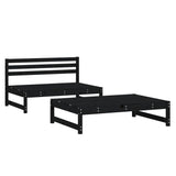 Salon de jardin 2 pcs noir bois massif de pin