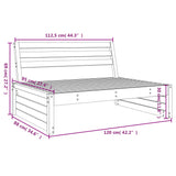 Canapé central de jardin blanc 120x80 cm bois de pin massif