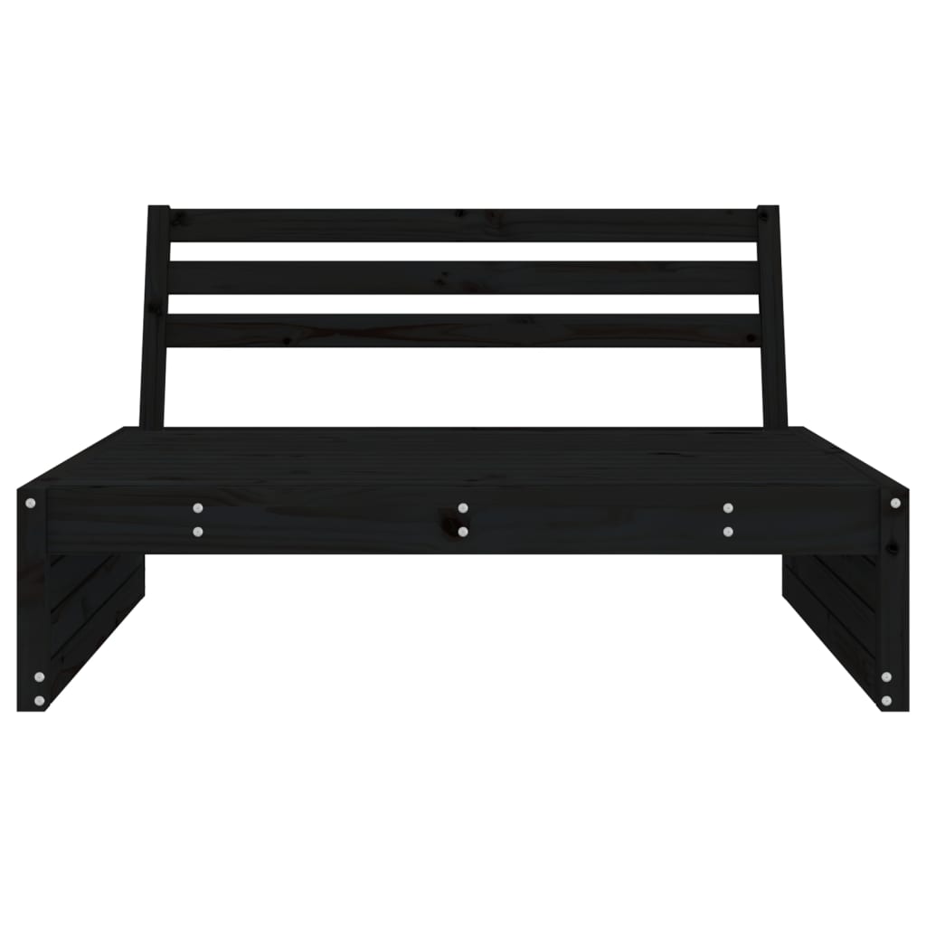 Black central garden sofa 120x80 cm solid pine wood