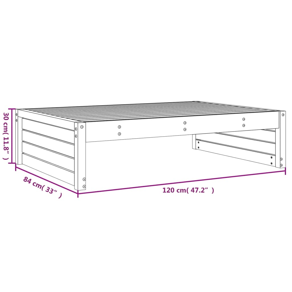 Repose-pied de jardin 120x80 cm gris bois de pin massif